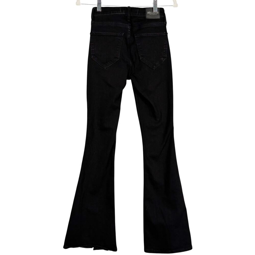 New Hollister Dark Wash Denim High Rise Flare soft Stretch Jeans W24 L31 Casual - Picture 2 of 9